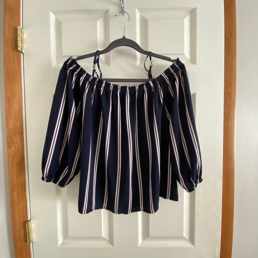 FOREVER21 Striped Off-the-Shoulder Top